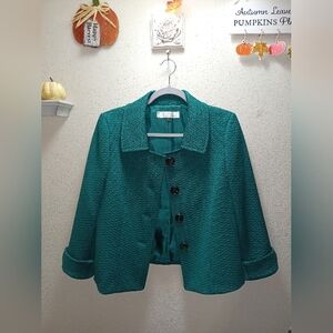 Tahari Arthur S Levine Women's Quilted Green Blazer Size 6 Worn Once.